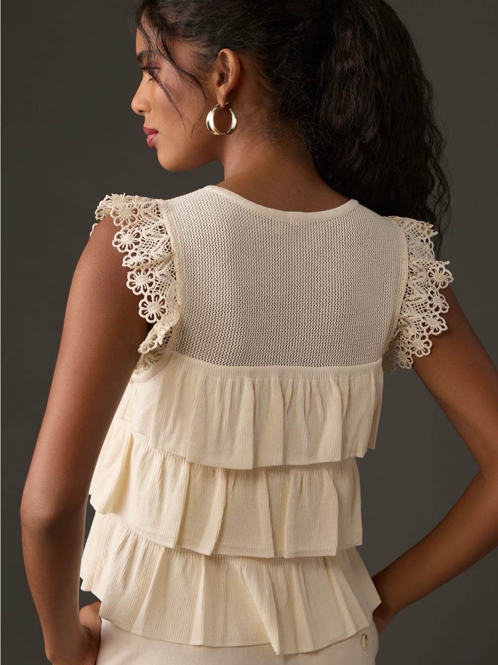 Dolan Ruffle Sweater Tank Lace - Picture 2 of 12